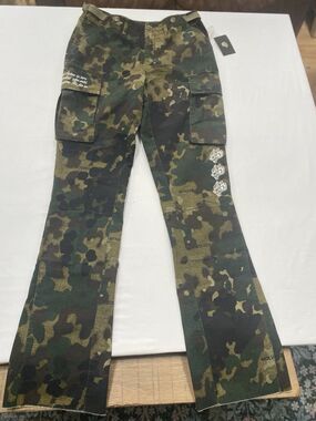 Darc Sport Camo Cargo Pants 30 Wolves Embroidered Streetwear